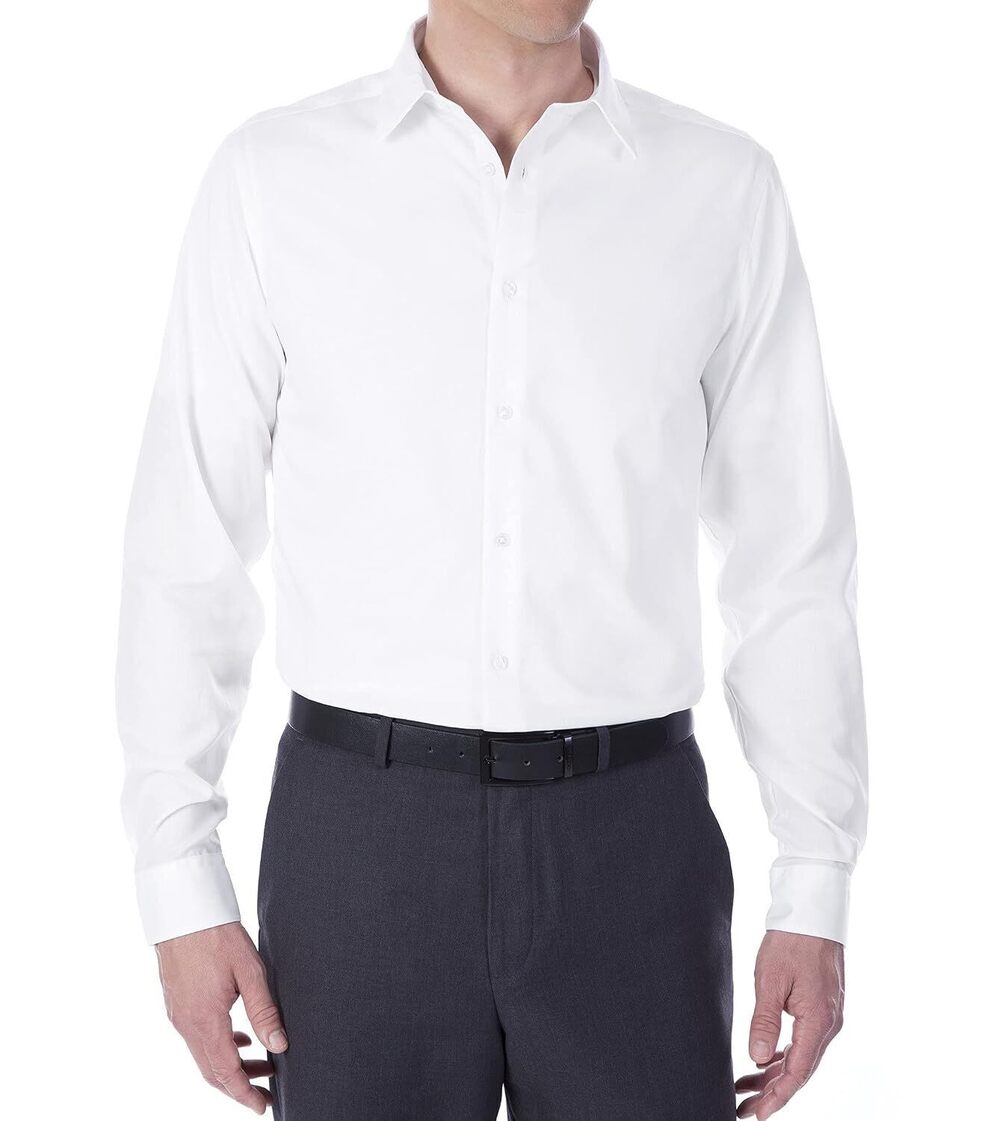 Slim Fit Dress Shirt Men White Point Collar Non-Iron